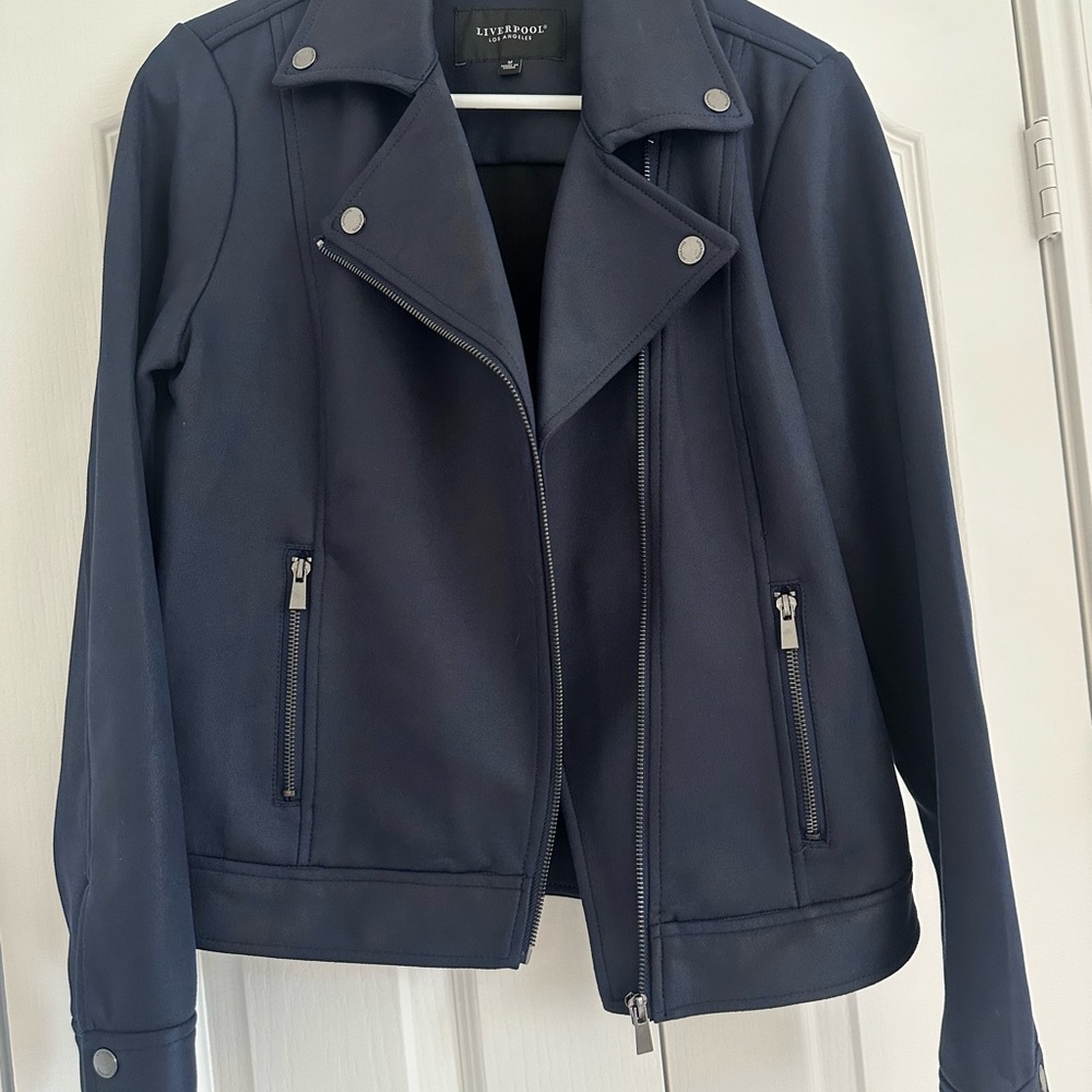 Liverpool Women's Dark Blue Faux Leather Jacket NWT
